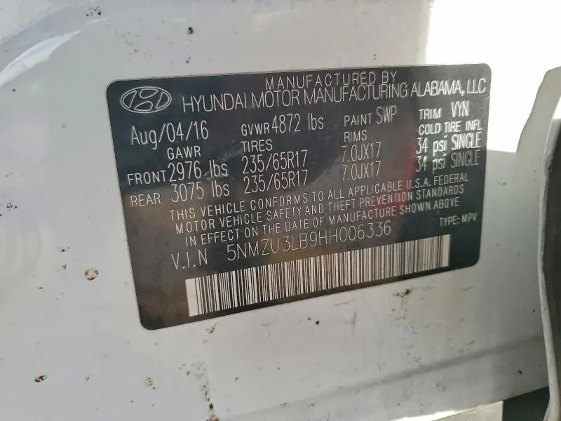 2017 HYUNDAI SANTA FE SPORT   