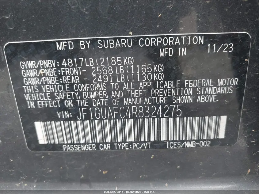 2024 SUBARU IMPREZA SPORT 5-DOOR