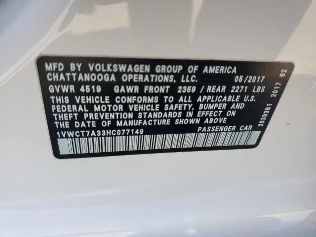2017 VOLKSWAGEN PASSAT SEL PREMIUM  
