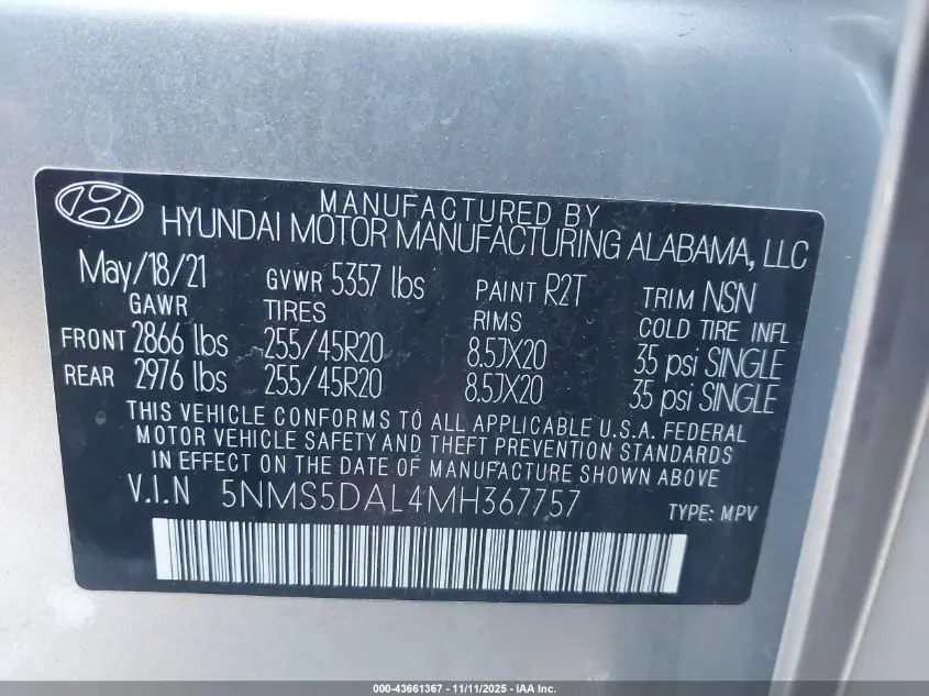 2021 HYUNDAI SANTA FE CALLIGRAPHY