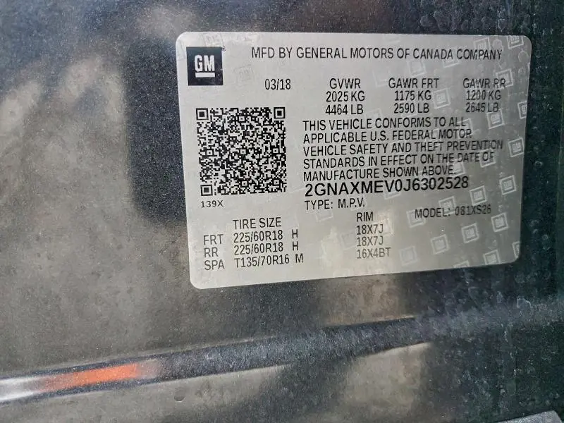 2018 CHEVROLET EQUINOX   