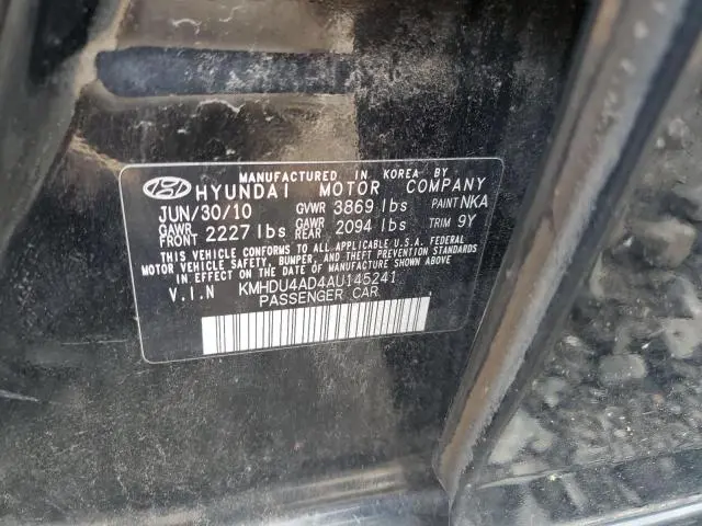 2010 HYUNDAI ELANTRA BLUE  