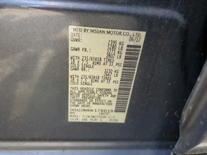 2017 NISSAN MURANO SL  