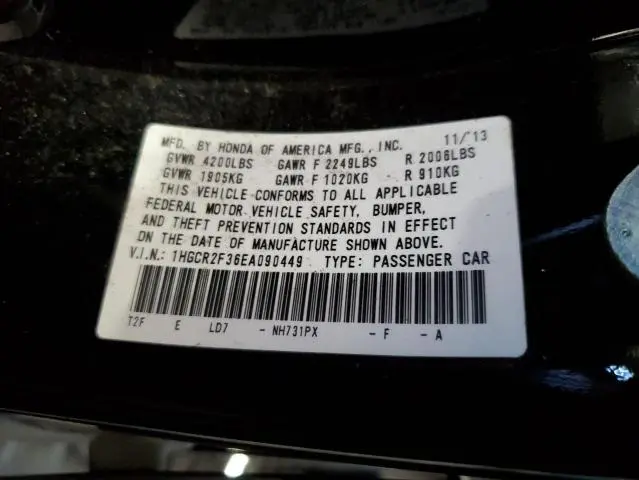 2014 HONDA ACCORD LX  