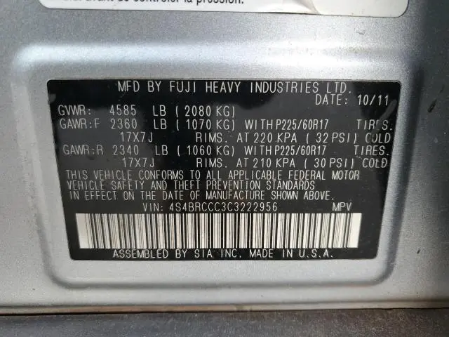 2012 SUBARU OUTBACK 2.5I PREMIUM  