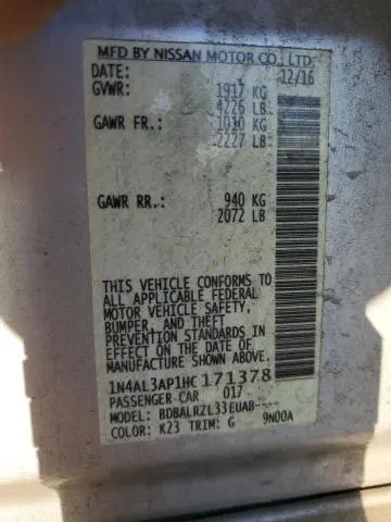 2017 NISSAN ALTIMA 2.5  