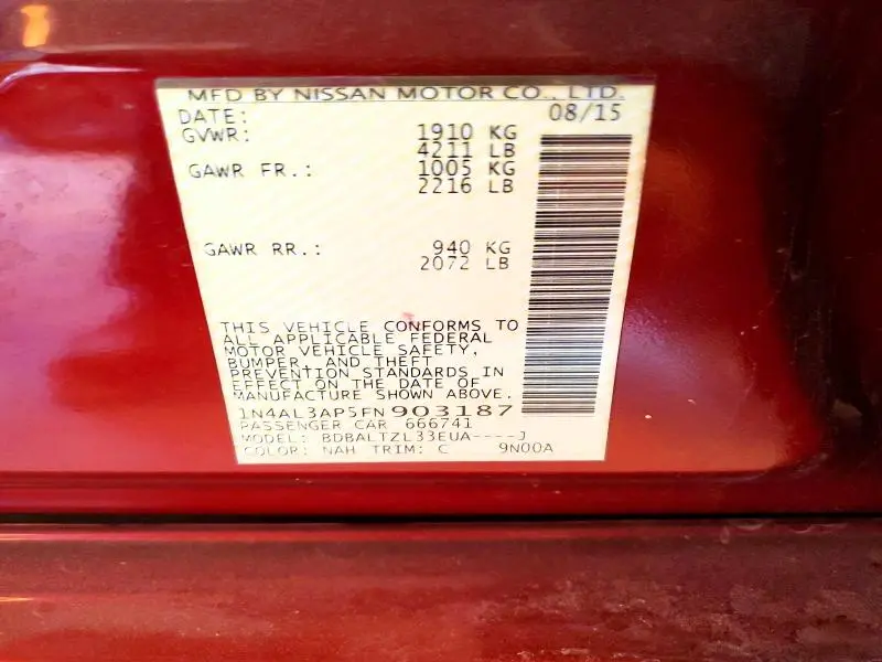 2015 NISSAN ALTIMA 2.5  