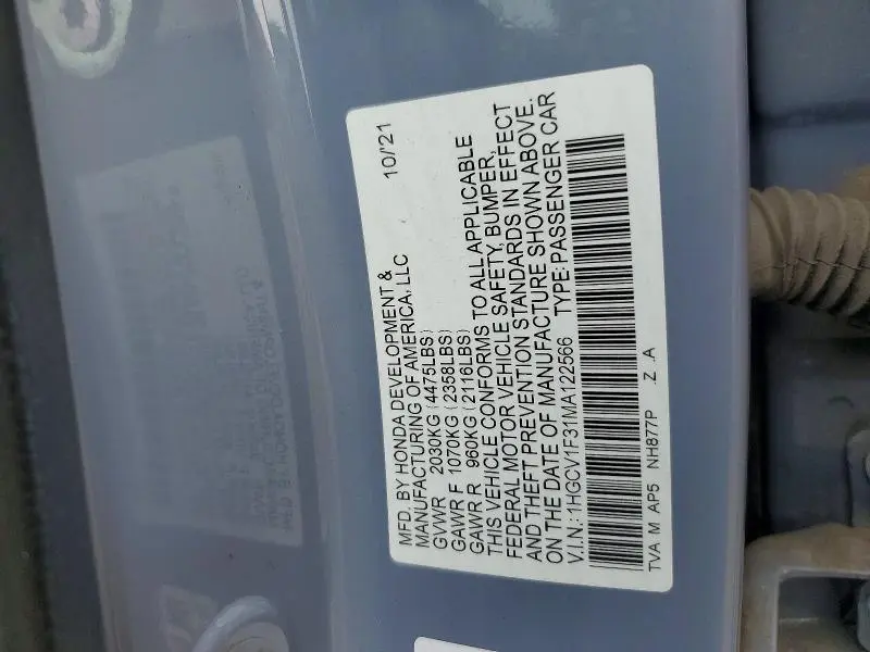 2021 HONDA ACCORD SPORT  