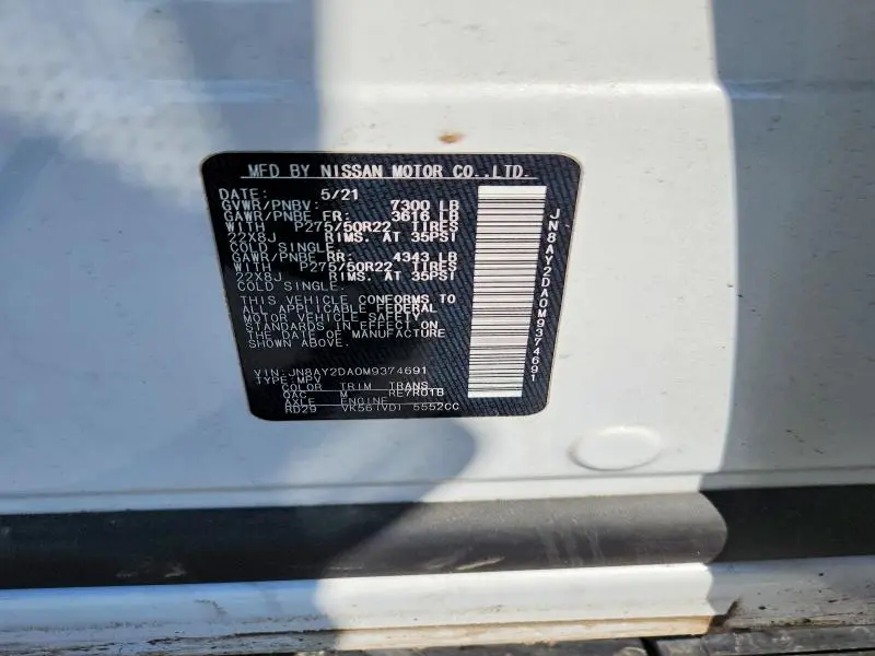 2021 NISSAN ARMADA PLATINUM  