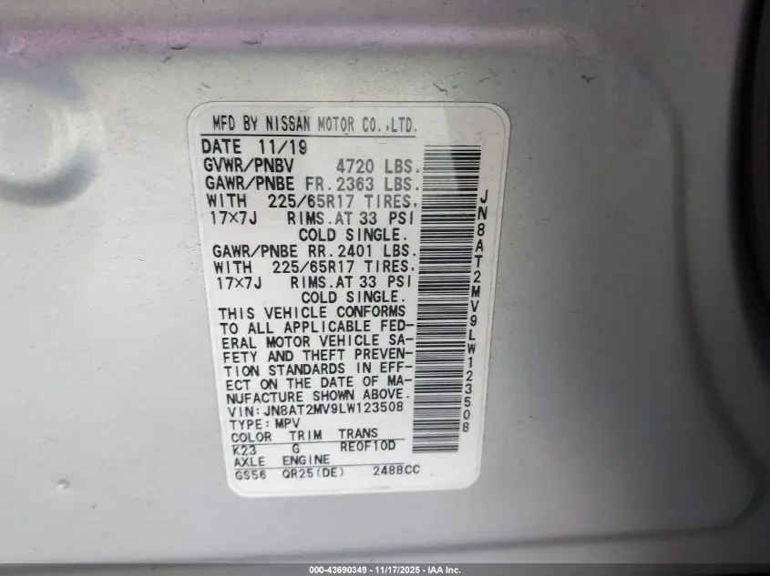 2020 NISSAN ROGUE SV INTELLIGENT AWD