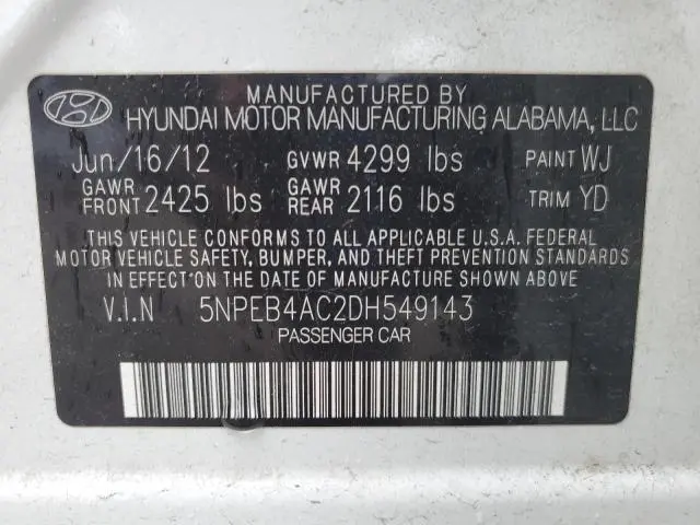 2013 HYUNDAI SONATA GLS  