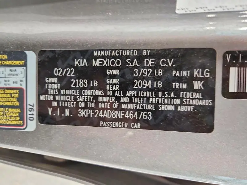2022 KIA FORTE LXS  