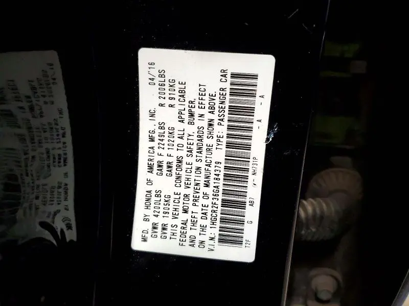 2016 HONDA ACCORD LX  