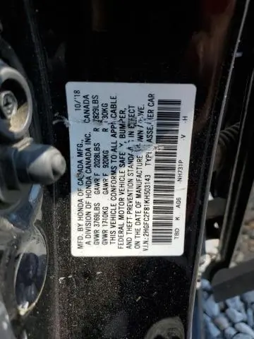 2019 HONDA CIVIC SPORT  