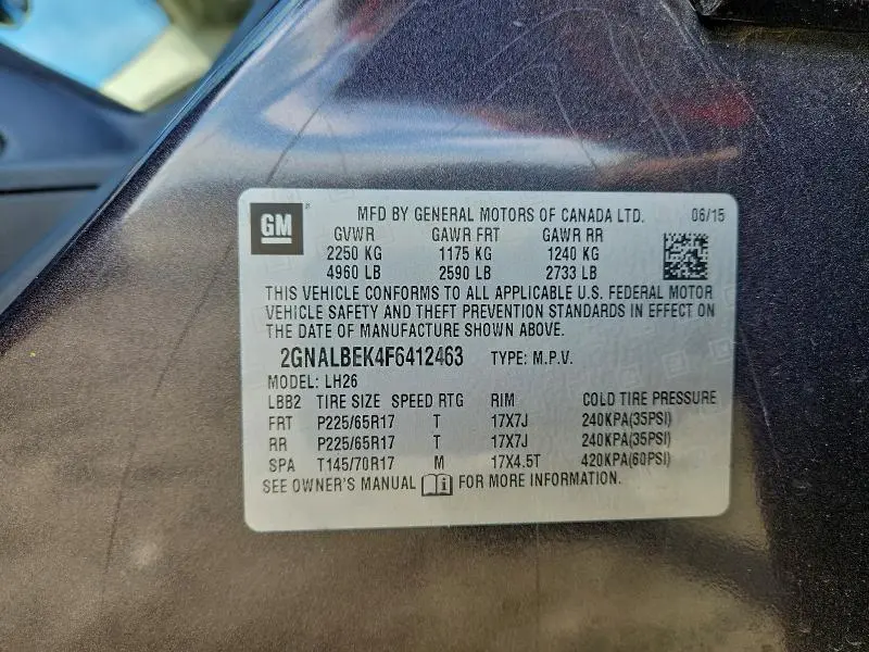 2015 CHEVROLET EQUINOX LT  