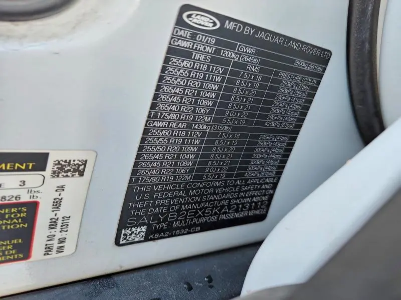 2019 LAND ROVER RANGE ROVER VELAR S  