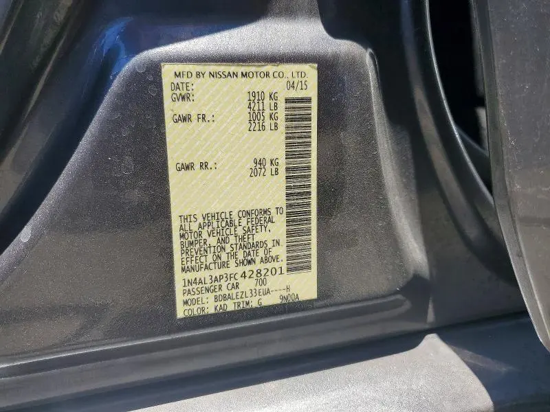 2015 NISSAN ALTIMA 2.5 S  