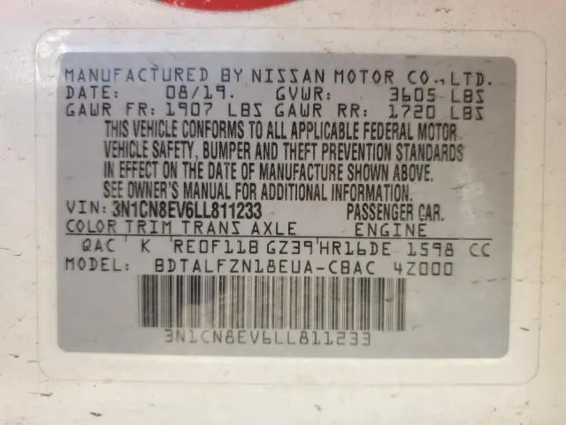 2020 NISSAN VERSA SV