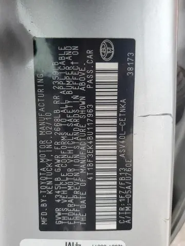 2011 TOYOTA CAMRY BASE  