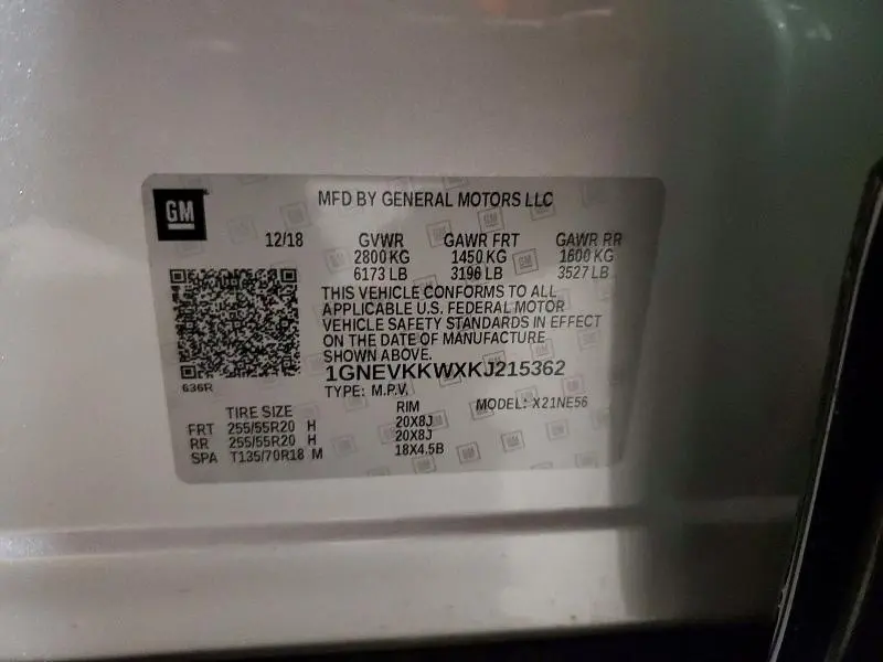 2019 CHEVROLET TRAVERSE PREMIER  