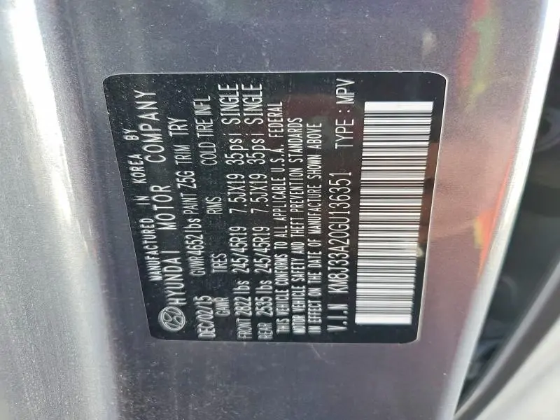 2016 HYUNDAI TUCSON LIMITED  