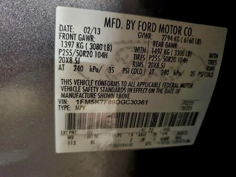 2013 FORD EXPLORER LIMITED  