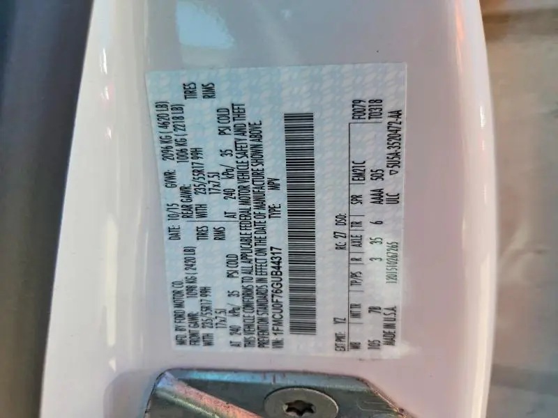 2016 FORD ESCAPE S  