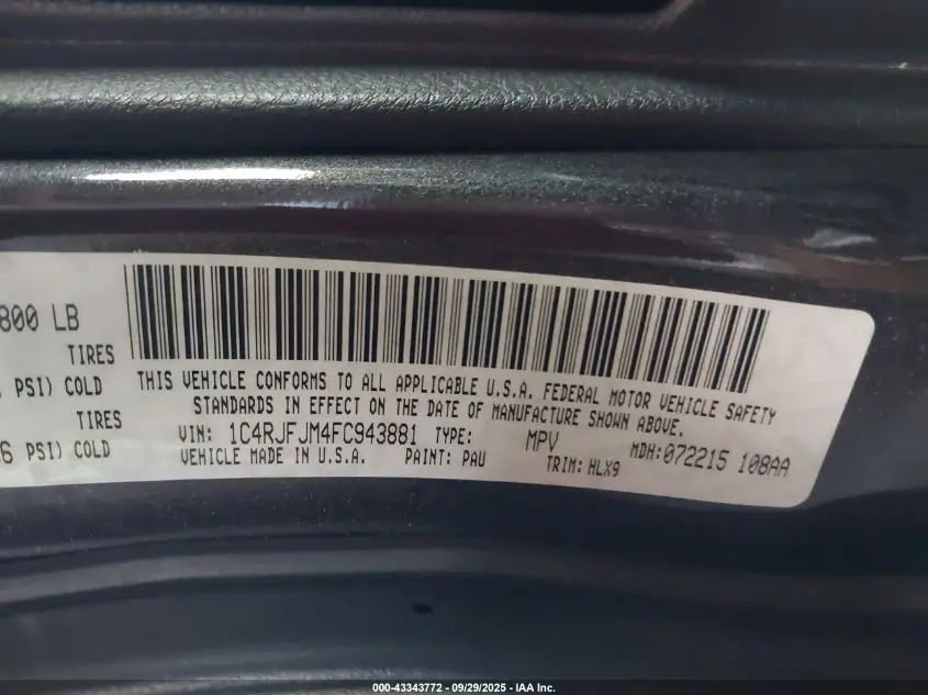 2015 JEEP GRAND CHEROKEE SUMMIT