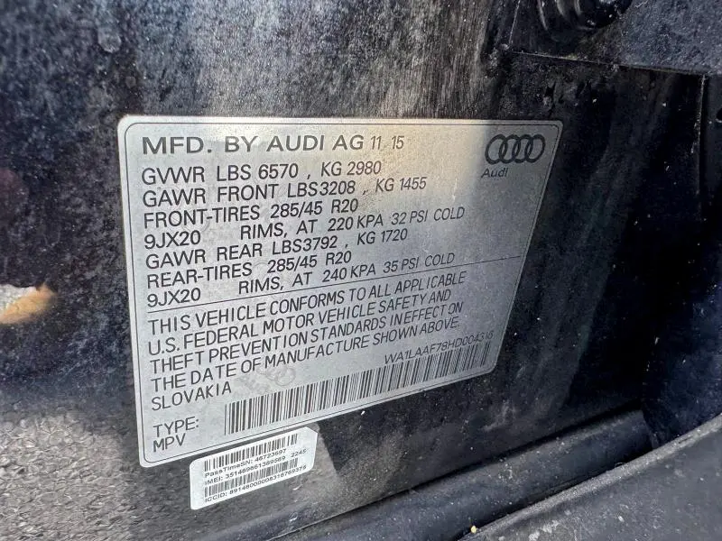 2017 AUDI Q7 PREMIUM PLUS  