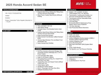 2025 HONDA ACCORD SE  
