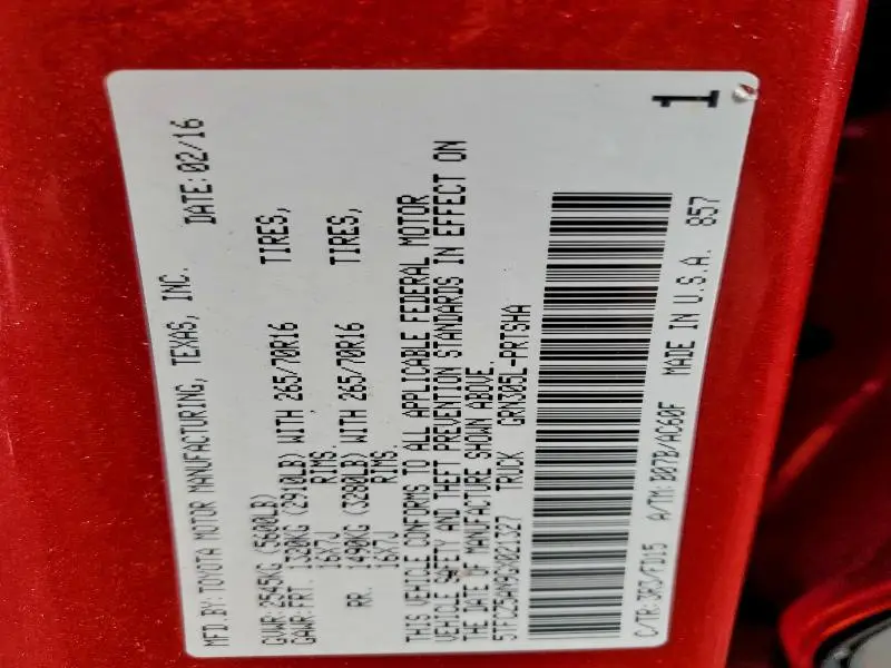 2016 TOYOTA TACOMA DOUBLE CAB  