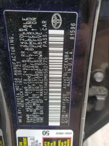 2021 TOYOTA CAMRY LE  