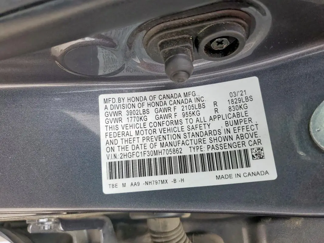 2021 HONDA CIVIC EX  