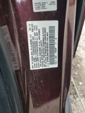 2012 HONDA ODYSSEY EXL  