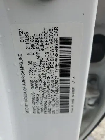 2021 HONDA ACCORD LX  