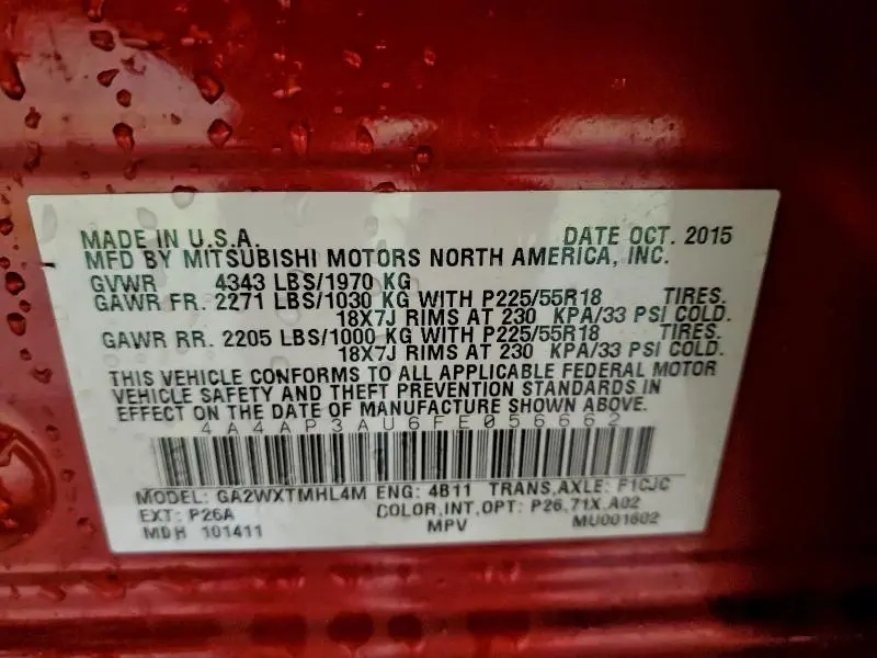 2015 MITSUBISHI OUTLANDER SPORT ES  