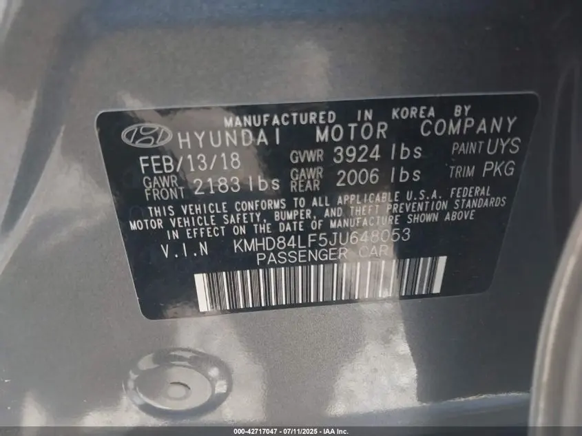 2018 HYUNDAI ELANTRA SEL