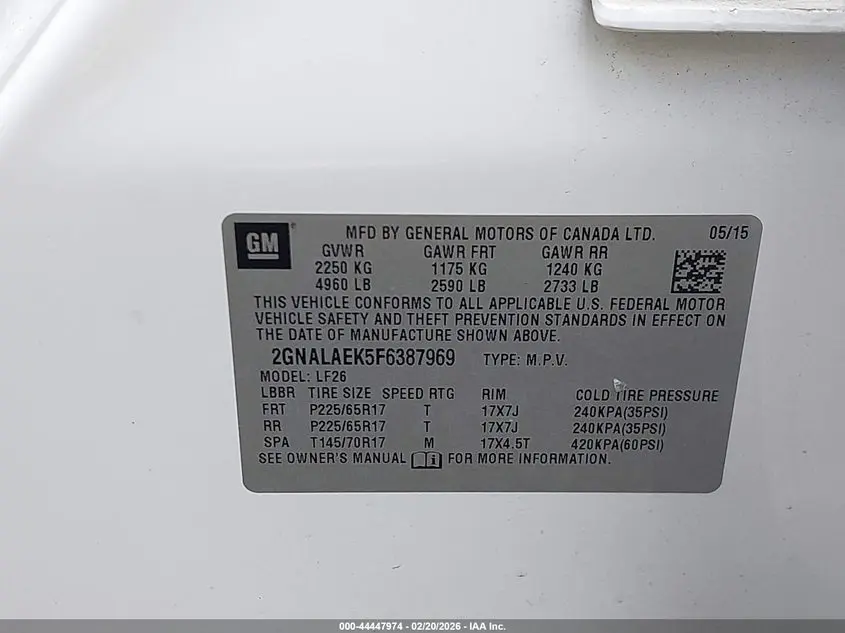 2015 CHEVROLET EQUINOX LS