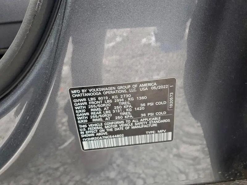 2022 VOLKSWAGEN ATLAS SE  