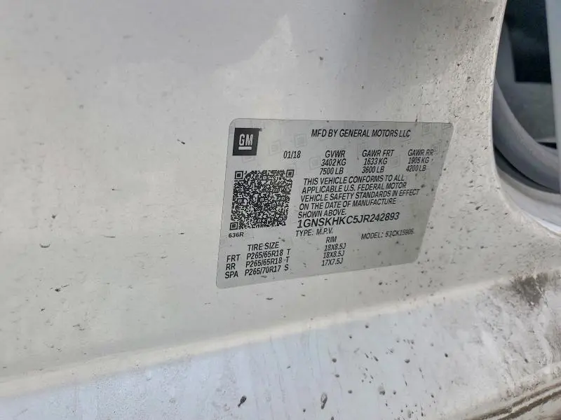 2018 CHEVROLET SUBURBAN K1500 LT  