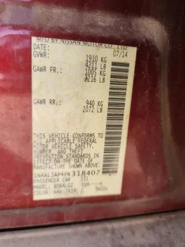 2015 NISSAN ALTIMA 2.5  