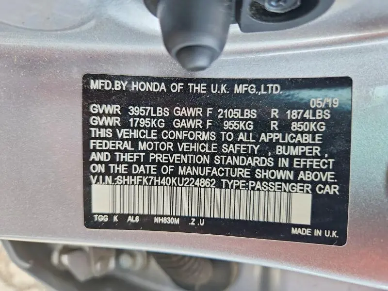 2019 HONDA CIVIC SPORT  