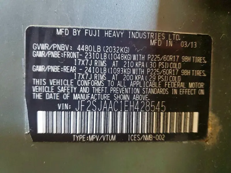 2014 SUBARU FORESTER   