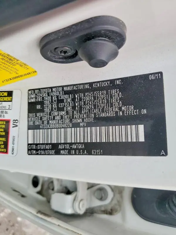2011 TOYOTA VENZA FWD 4CYL  