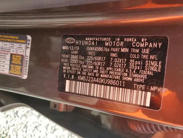 2019 HYUNDAI TUCSON SE  