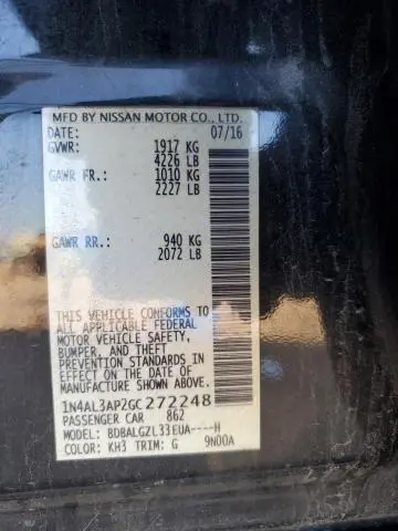 2016 NISSAN ALTIMA 2.5  