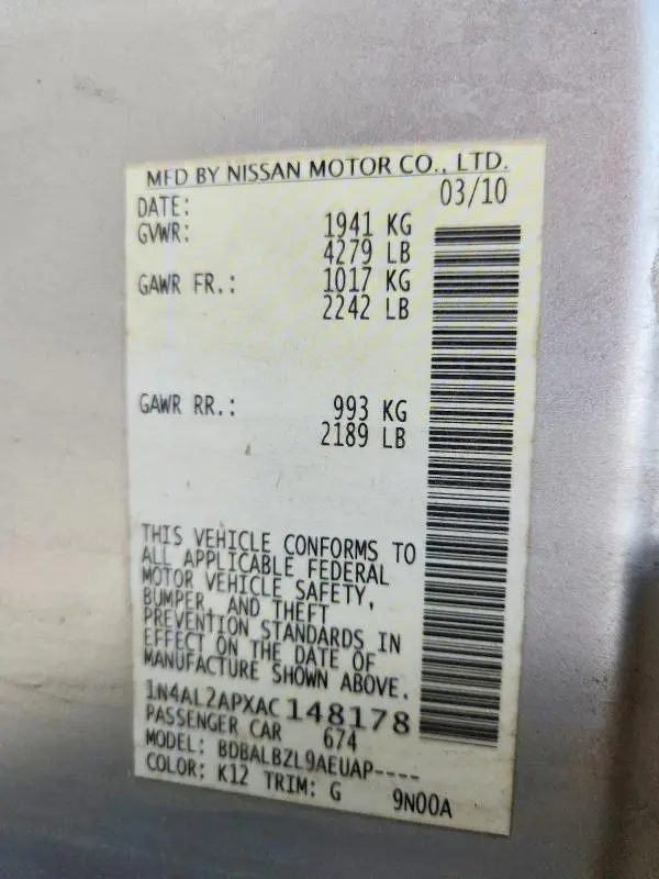 2010 NISSAN ALTIMA 2.5  
