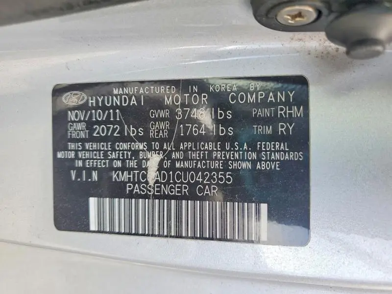 2012 HYUNDAI VELOSTER BASE  