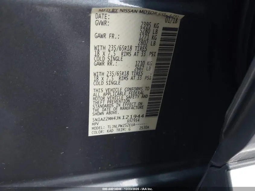 2018 NISSAN MURANO S