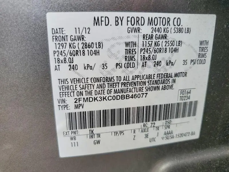 2013 FORD EDGE LIMITED  